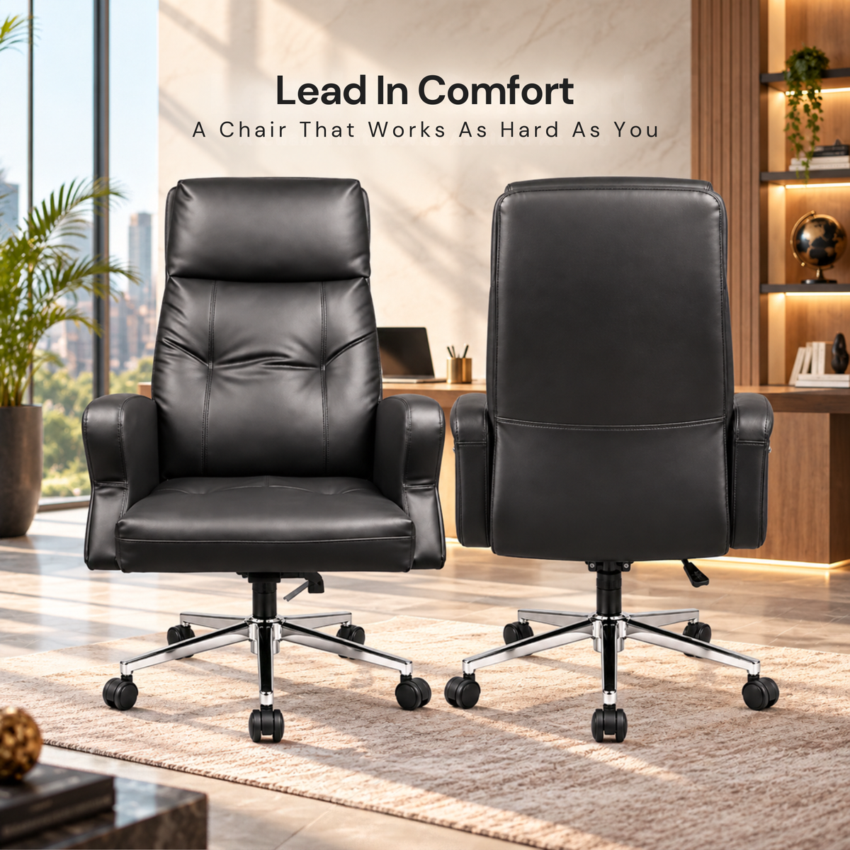 Director and Executive Chair High Back Faux Leather, Comfortable Seat Swivel Chair Revolving and Recliner Chair