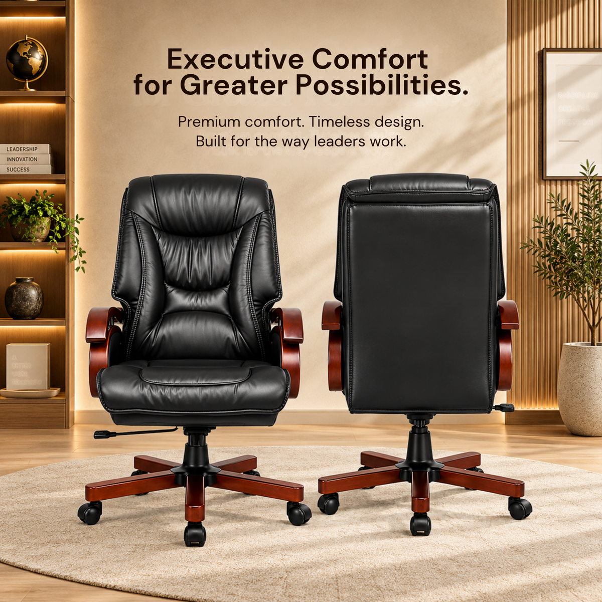 Ergonomic Director Chair: Modern Design, Plyboard & Leatherette, Recliner, Height Adjustable, Fixed Armrest & Revolving for Ultimate Comfort