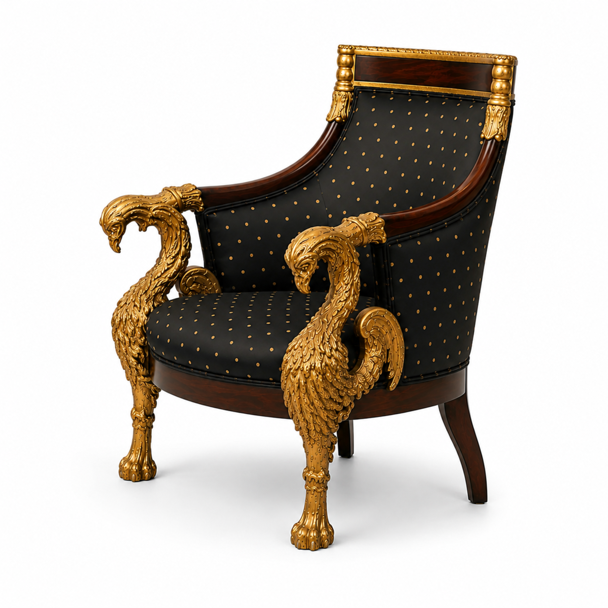 Royal Handcrafted Director's Chair – Solid Teak Wood with Fabric Upholstery & Golden Carved Armrests