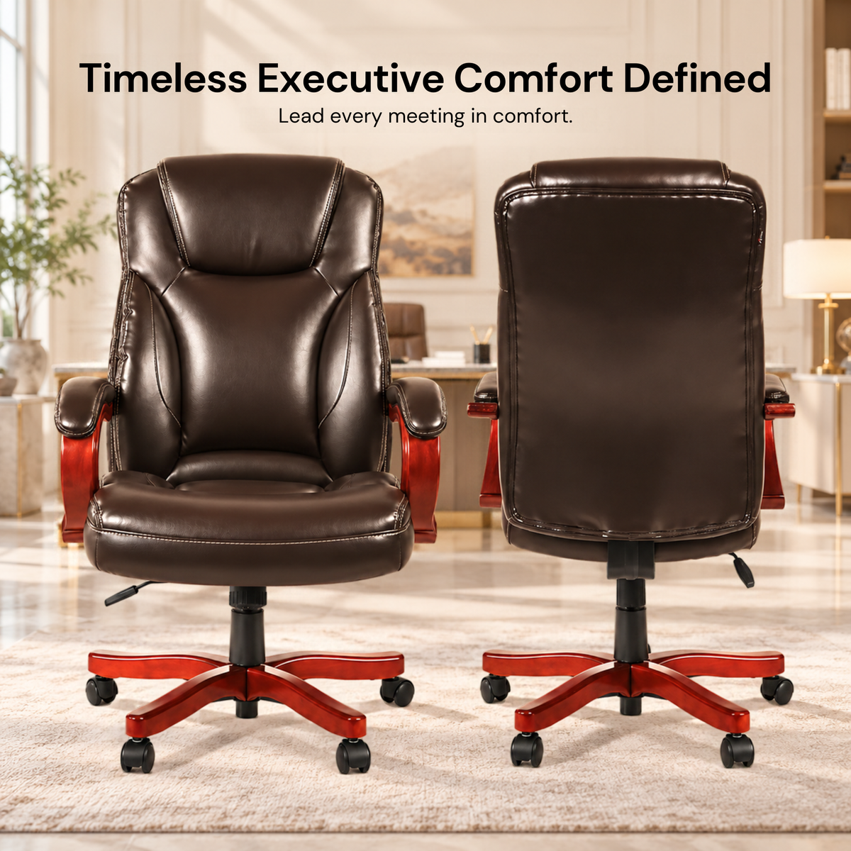 Director office Chair Made in Plyboard with Leatherette Upholstery & Armrest with Height Adjustable & Revolving Chair