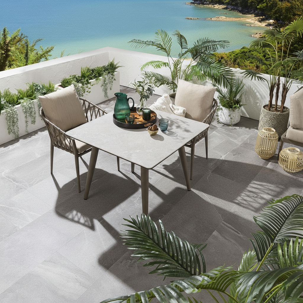 বাগানের বারান্দার জন্য বাইরের দরজার বসার টেবিল এবং চেয়ার সেট, ৪টি চেয়ার এবং ১টি টেবিল সহ টেবিল সেট আসবাবপত্র