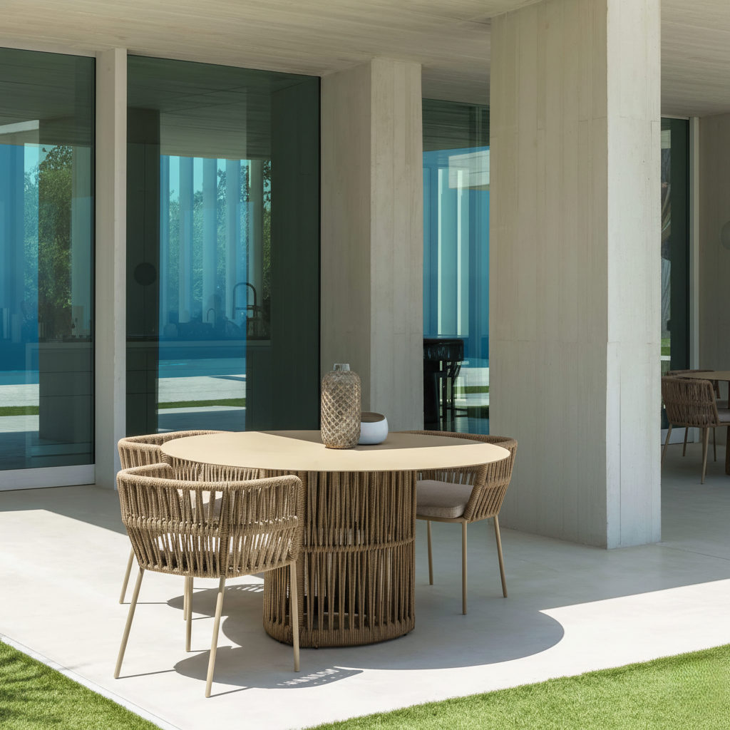 বাগানের বারান্দার জন্য বাইরের দরজার বসার টেবিল এবং চেয়ার সেট, ৪টি চেয়ার এবং ১টি টেবিল সহ টেবিল সেট আসবাবপত্র