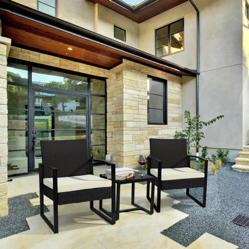 Outdoor Furniture Premium and Chair and Table Set with Glass Top Center Table