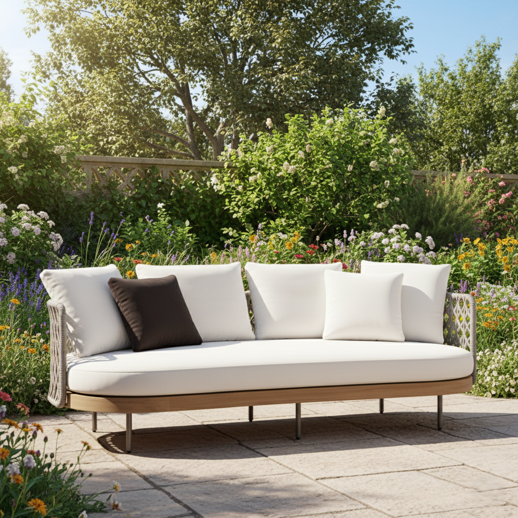 Outdoor Furniture Modern Garden Sofa with Cushions and Weather-Resistant Frame