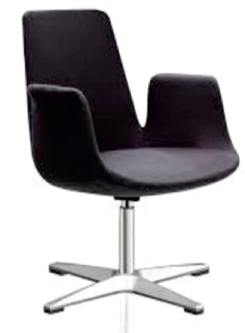 Swivel Lounge Chair With Leatherette Seat in Chrome Legs