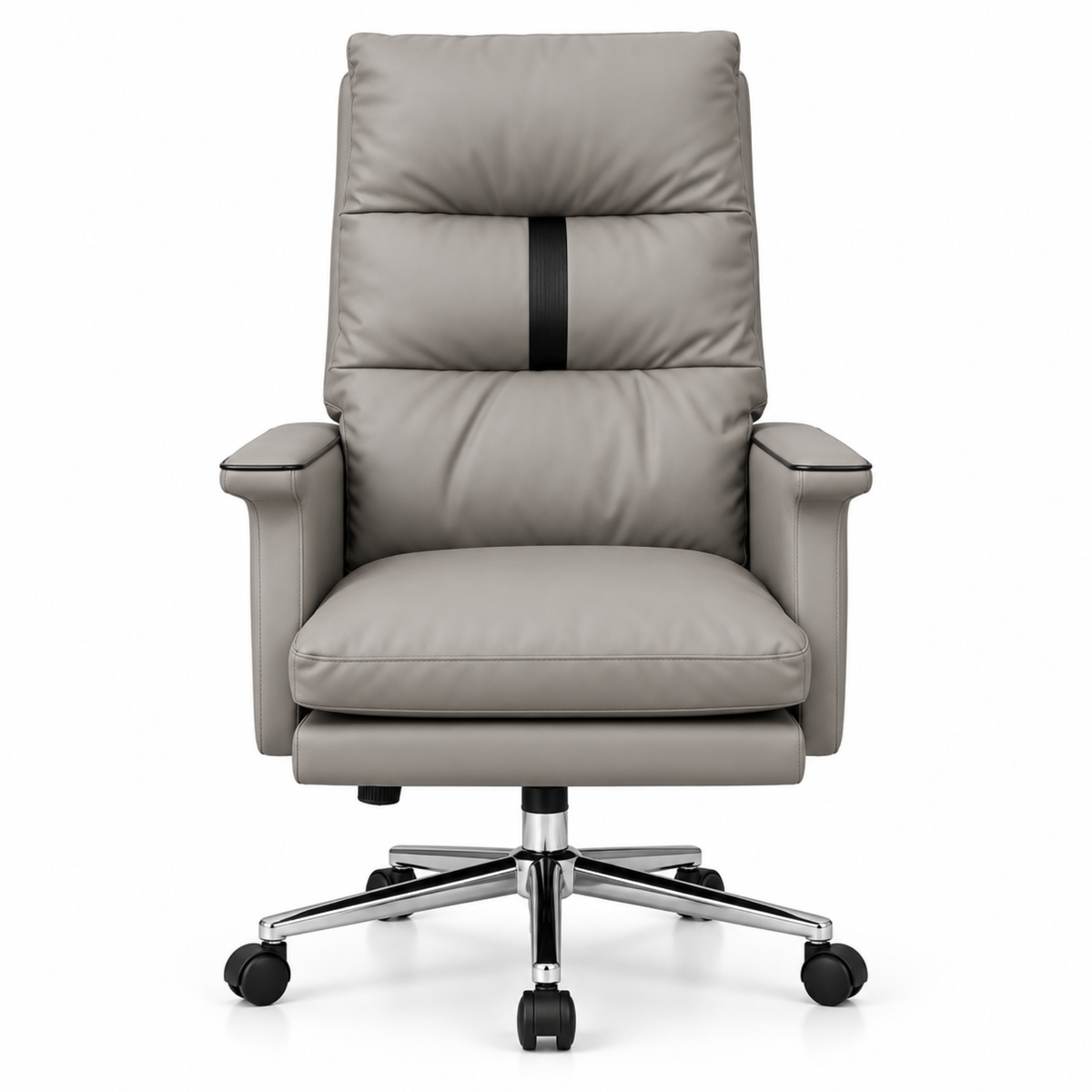 Luxury Leatherette Director High Back Office Chair with Recliner, Ergonomic Design, Chrome Base and Smooth Castors – Premium Brown Executive Chair