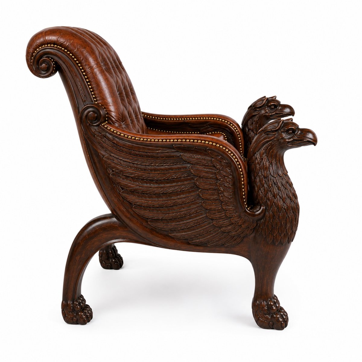 Royal Handcrafted Director's Chair – Solid Teak Wood with Leatherette Upholstery & Brown Carved Armrests