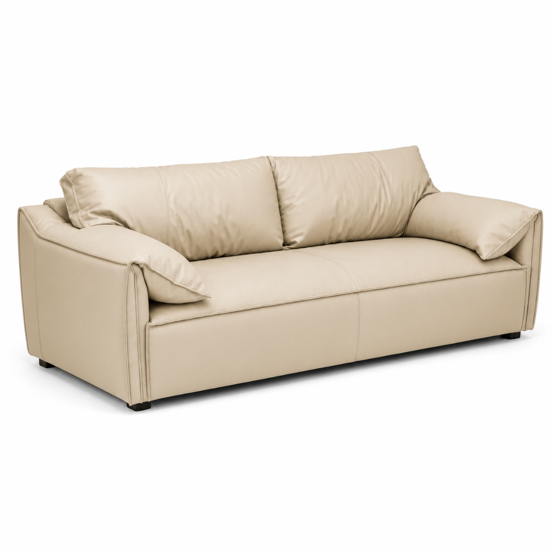 Modern Luxury 1 to 3-Seater Sofa | Premium Upholstered Fabric Sofa with Cushioned Armrests & Deep Seating | Contemporary Living Room Couch | Cream Beige