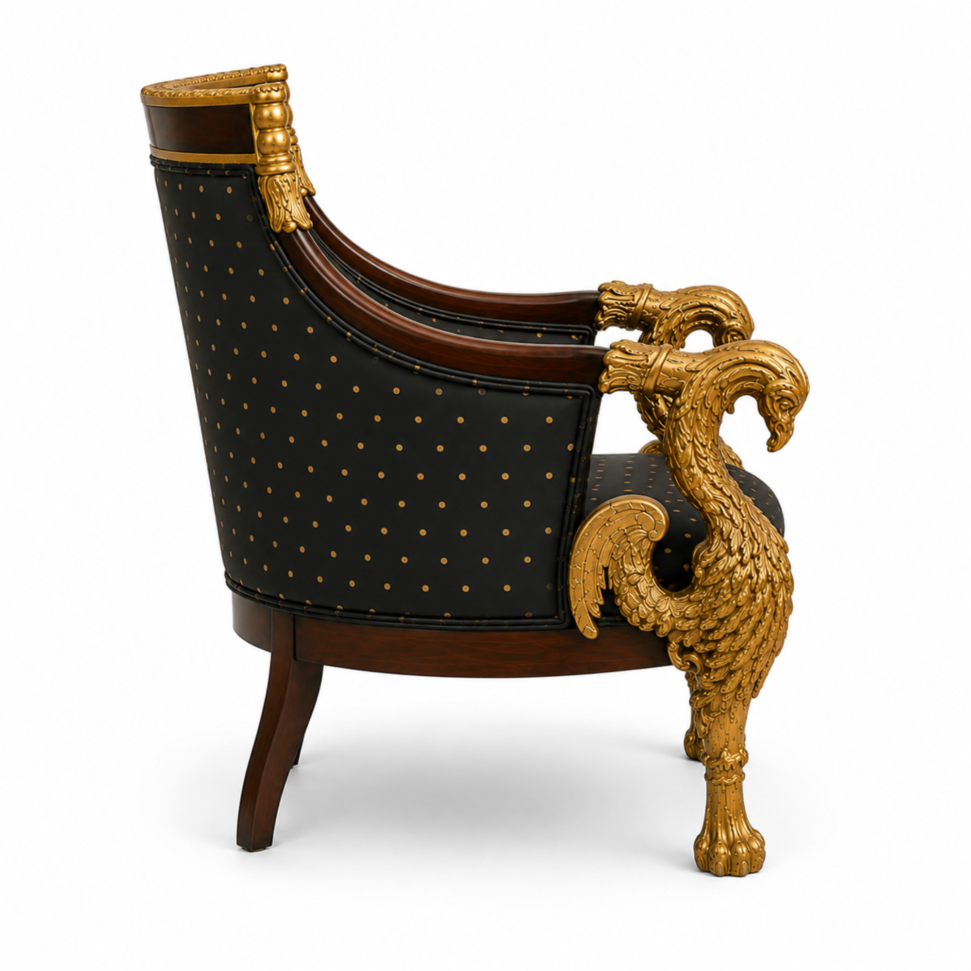 Royal Handcrafted Director's Chair – Solid Teak Wood with Fabric Upholstery & Golden Carved Armrests