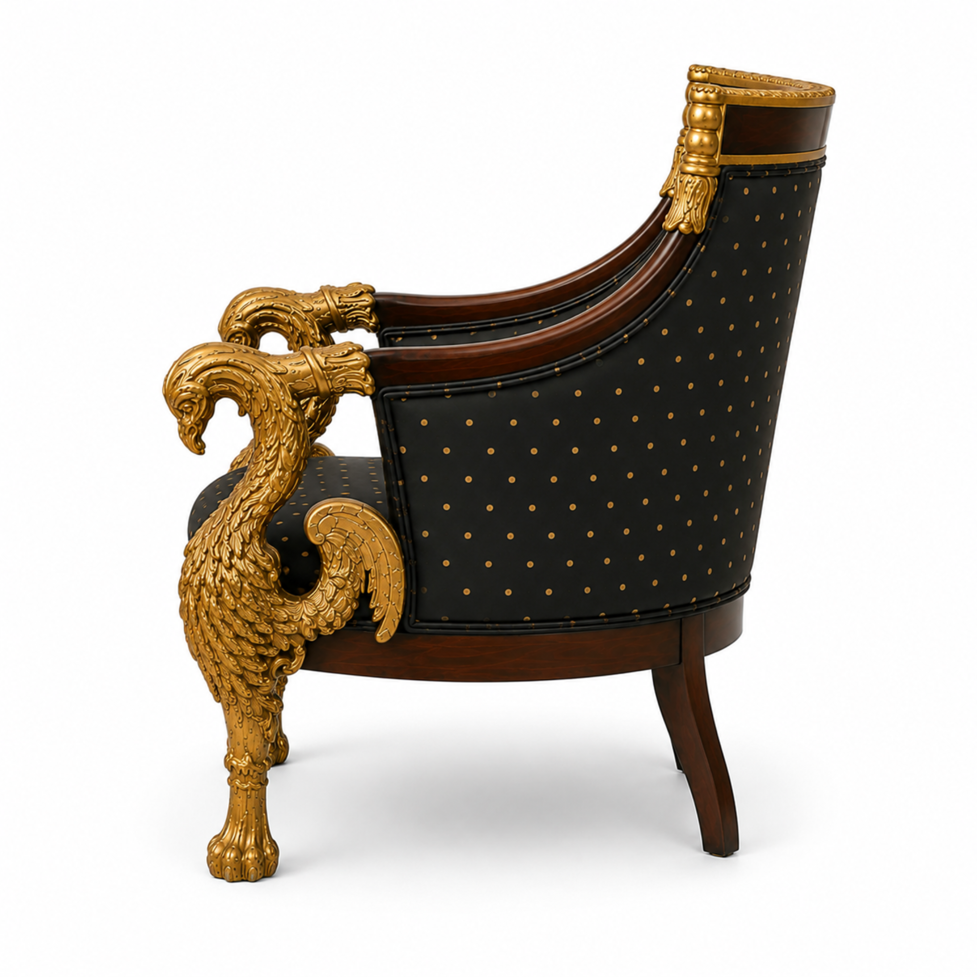 Royal Handcrafted Director's Chair – Solid Teak Wood with Fabric Upholstery & Golden Carved Armrests
