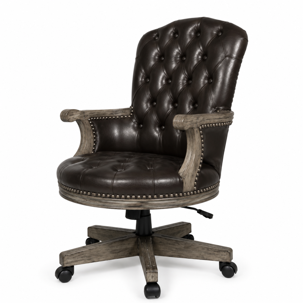 Director office Chair Tufted Design Made in Solid wood with Leatherette Upholstery & Armrest with Height Adjustable Premium Quality Chair