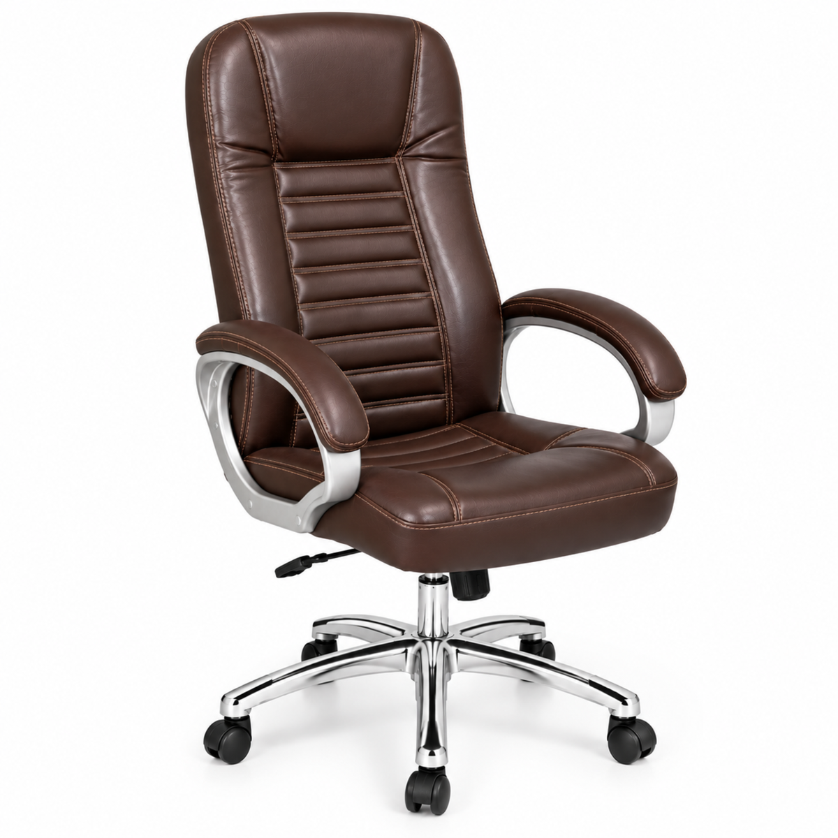 Premium Director Chair, Leatherette Upholstery, Powder-Coated Chrome Base