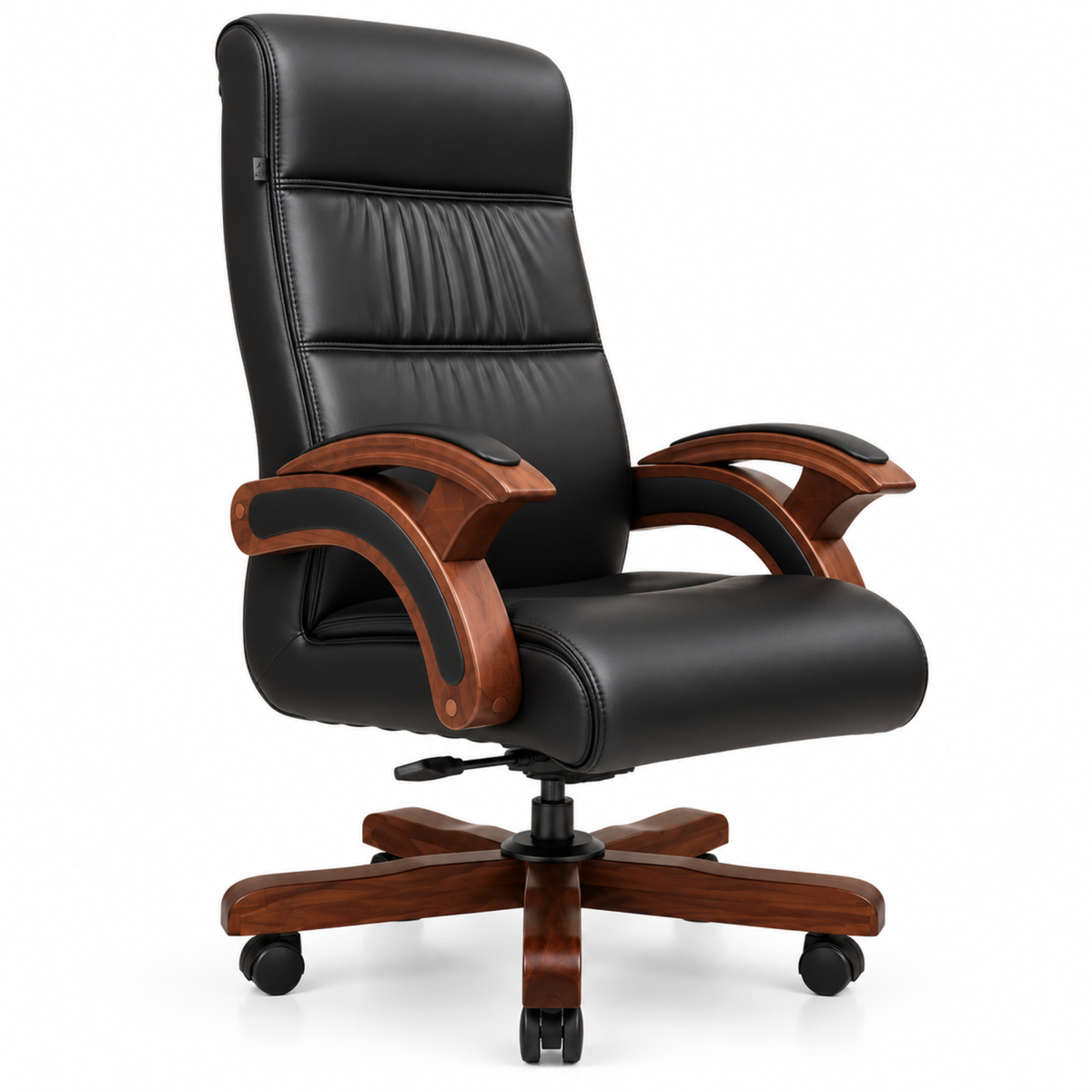 Director Chair for office Made in Plyboard with Leatherette Upholstery & Armrest with Height Adjustable & Revolving Chair -black