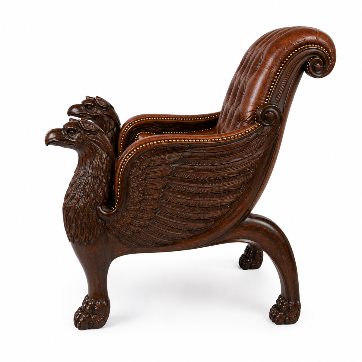 Royal Handcrafted Director's Chair – Solid Teak Wood with Leatherette Upholstery & Brown Carved Armrests