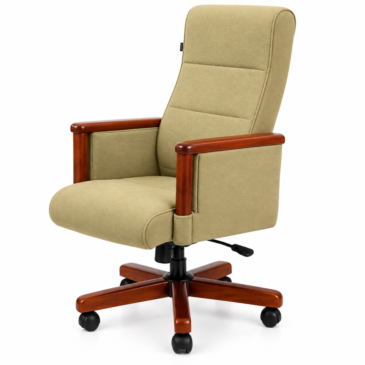 High Back Wooden with Fabric Revolving & Recliner Chair | Director Chair | Office - Cream Color