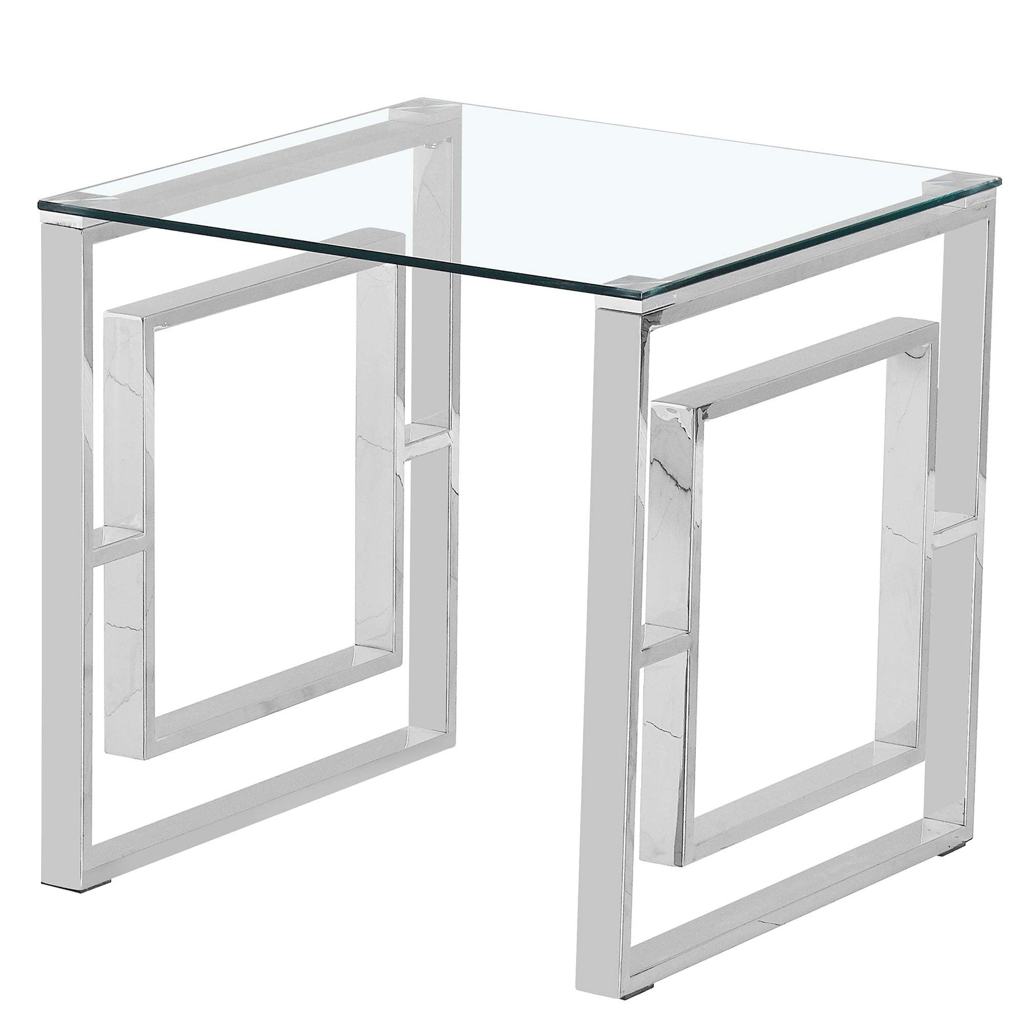 ধাতব ফ্রেম সহ কাচের সাইড টেবিল