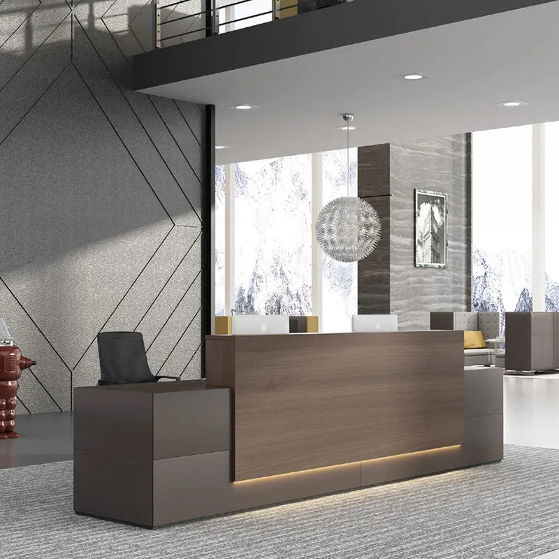 Reception Table for Office Luxury Modern Counter Made in MDF and LED L