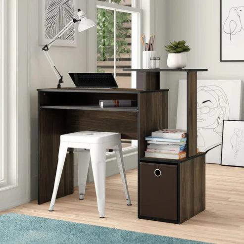 Office Computer Table Keyboard Tray and Bookshelf and Rack With Storag