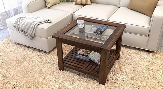 Home and Living Room for Center Coffee Table Made in MDF with Glass Top Perfect Home Furniture Accent