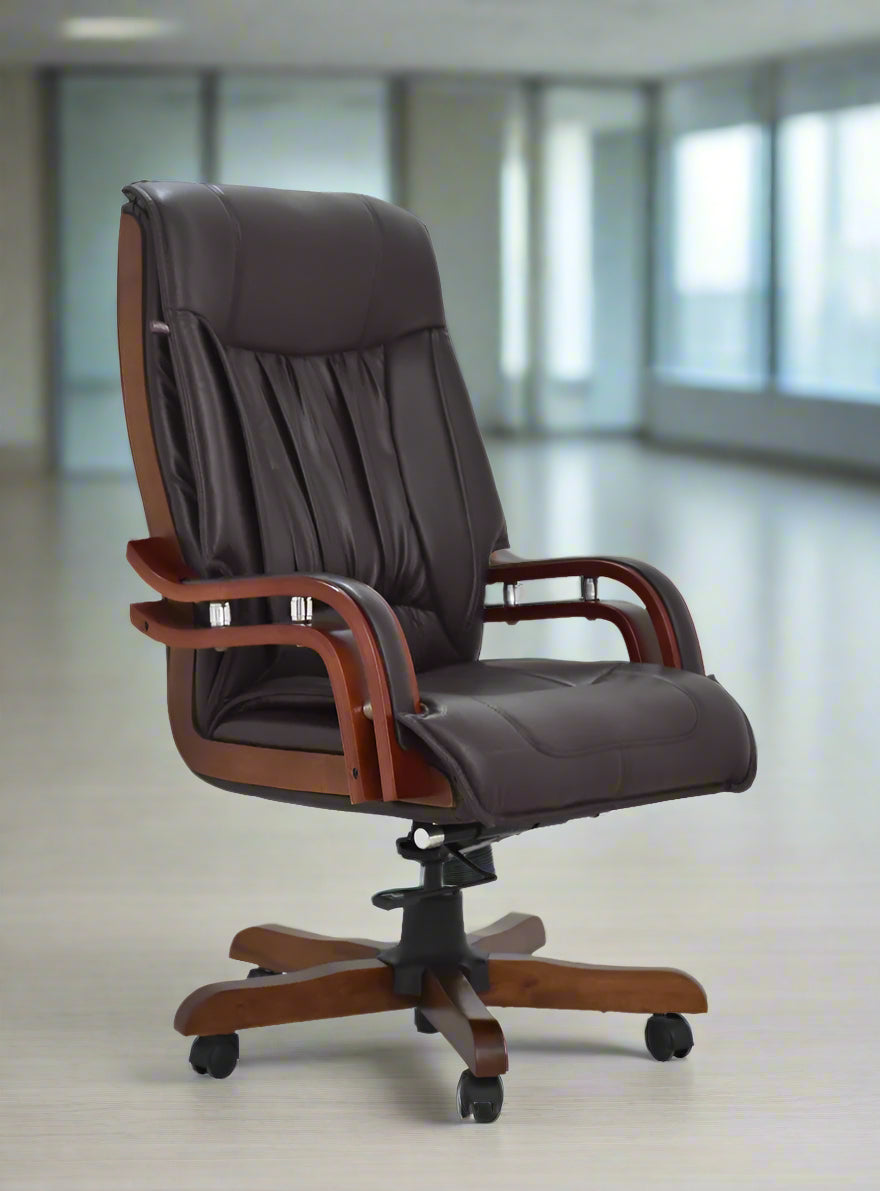 Modern Office Director Chair Made in Plyboard with Soft Padded Leatherette, Fixed Armrest, Revolving & Swivel Base for Ultimate Comfort