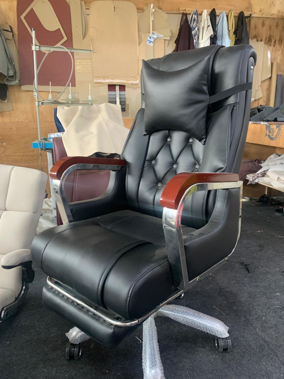 Director & Executive Office Chair Premium Leatherette with Recliner & Footrest and High Back Ergonomic Lumbar Support, Flip-Up Armrests