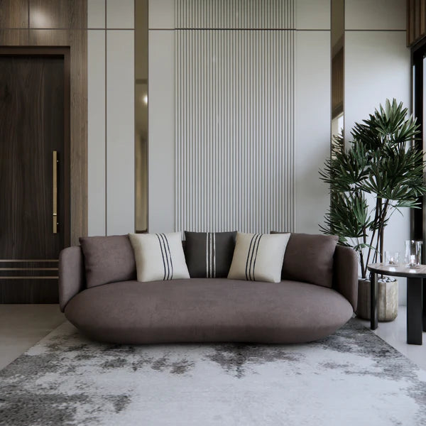 3-Seater Sofa For Home Furniture Upholstery Velvet, Comfortable Seating Perfect for Living Room Comfortable Seating - Brown