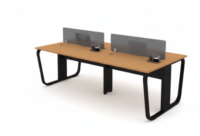 Modern 4-Person Office Workstation Desk with Contemporary for Professional Work| Metal Frame Desk