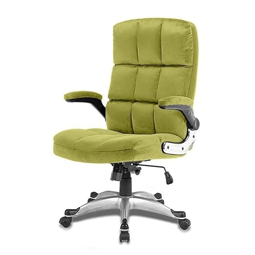 Comfortable Director Chair with Adjustable Armrest Upholstery in Velvet Light Beige (Super Soft)