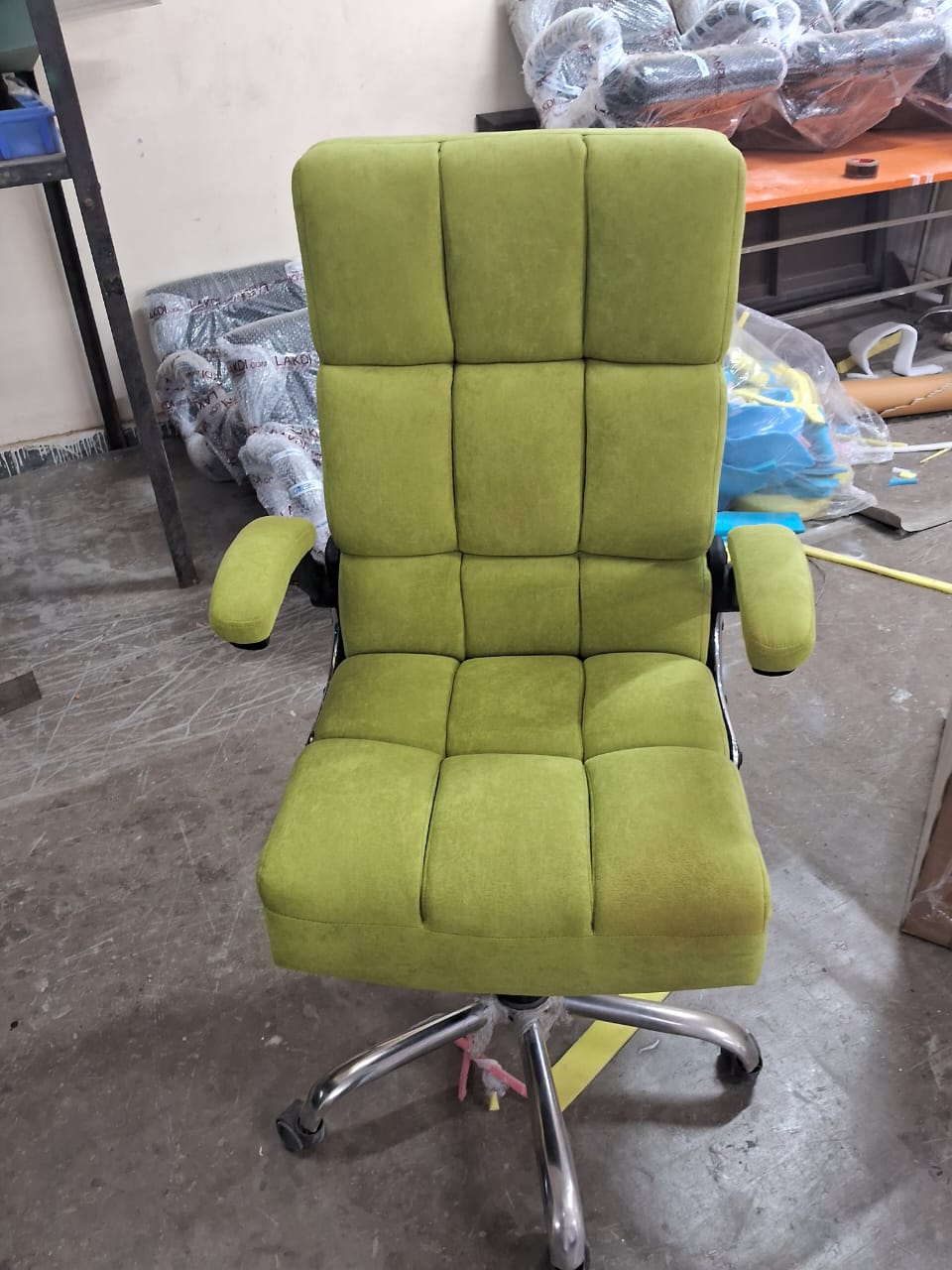Comfortable Director Chair with Adjustable Armrest Upholstery in Velvet Light Beige (Super Soft)