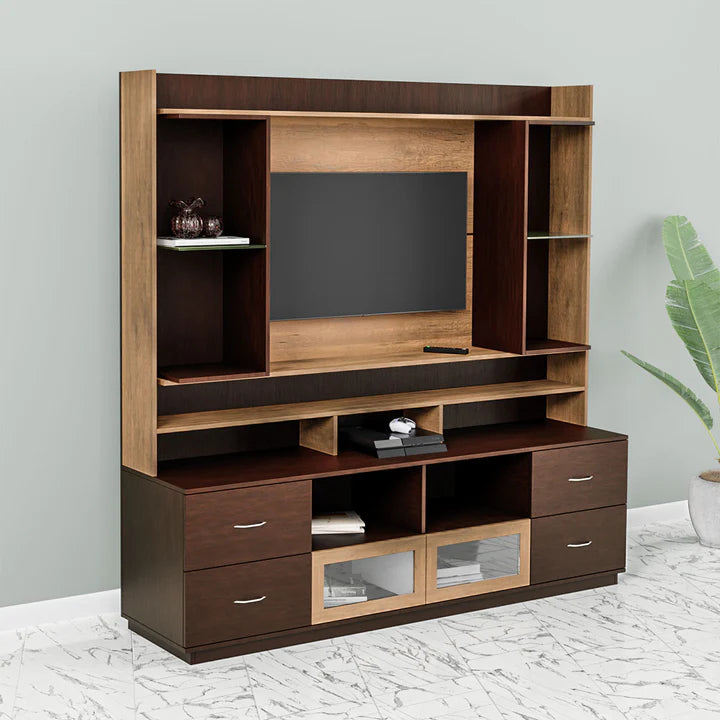 Wooden TV Wall Cabinet with Stylish finish, and Wall-Mounted Design for Modern living room Interiors