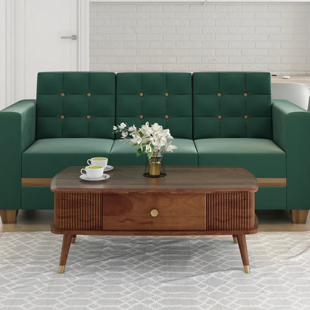 Center Table Designed with a Wooden Top and a Solid Wood Frame, Adding Industrial Charm to Home Decor