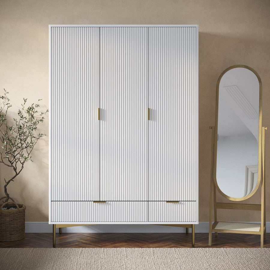 Wardrobe for Home 3-Door Ultra-Modern Look and Luxurious High-Gloss Finish and Metallic Touch Handles