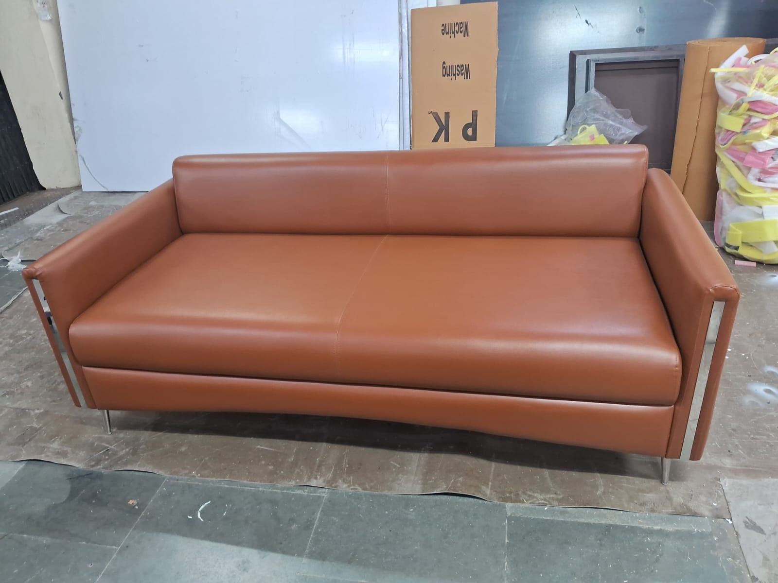 3 Seater Sofa for Home Furniture Made in Marandi wood with Premium Leatherette and Soft Seating for Living Room