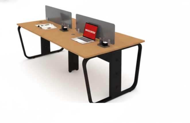 Modern 4-Person Office Workstation Desk with Contemporary for Professional Work| Metal Frame Desk