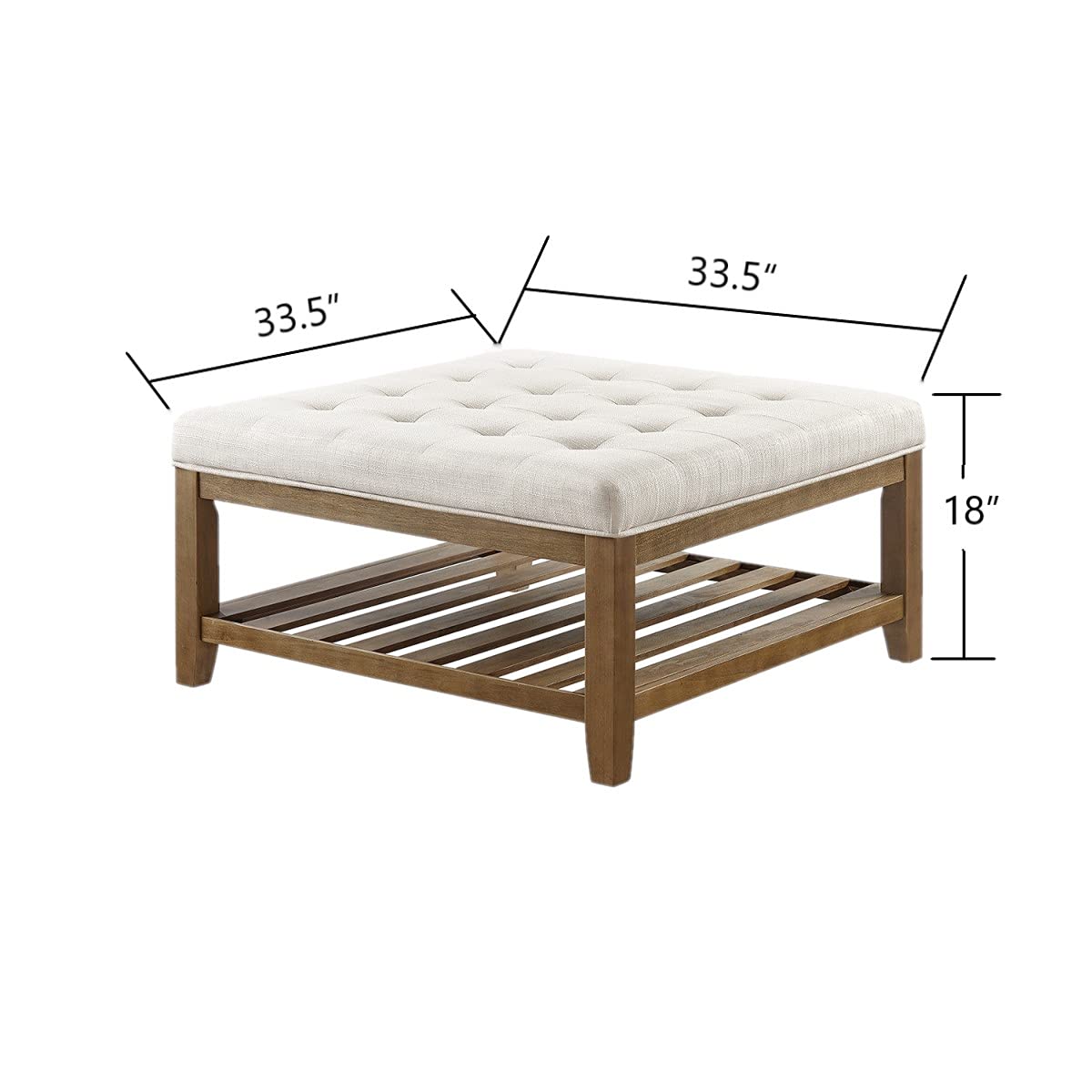 সেগুন কাঠের তৈরি অটোমান ফুট রেস্ট, কাপড় এবং টাফ্টেড ডিজাইন ৪০x৪০x১৯" দিয়ে তৈরি।