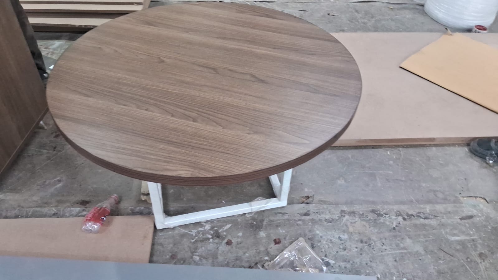 Wooden Top Center Table With Metal Frame Base