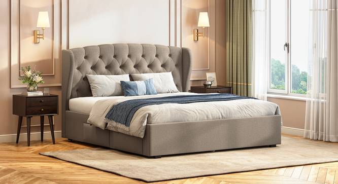 King Size Wooden Bed Fully Upholstered Modern Design with Hydraulic Storage Wooden Frame & Finished in Premium Velvet/Suede for Best Quality
