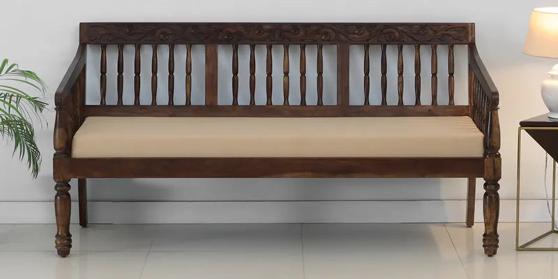 3 Seater Wooden Sofa For Home Furniture, Upholstery Fabric Modern And Durable Design For Living Room and Office- Brown