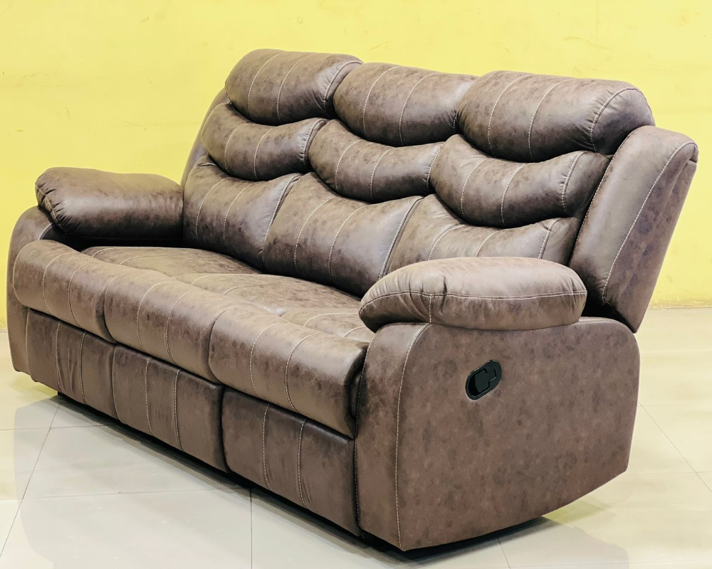 Luxurious 3-Seater Recliner Sofa with PU Leatherette Finish, Smooth Reclining Action, and Ergonomic Back Support