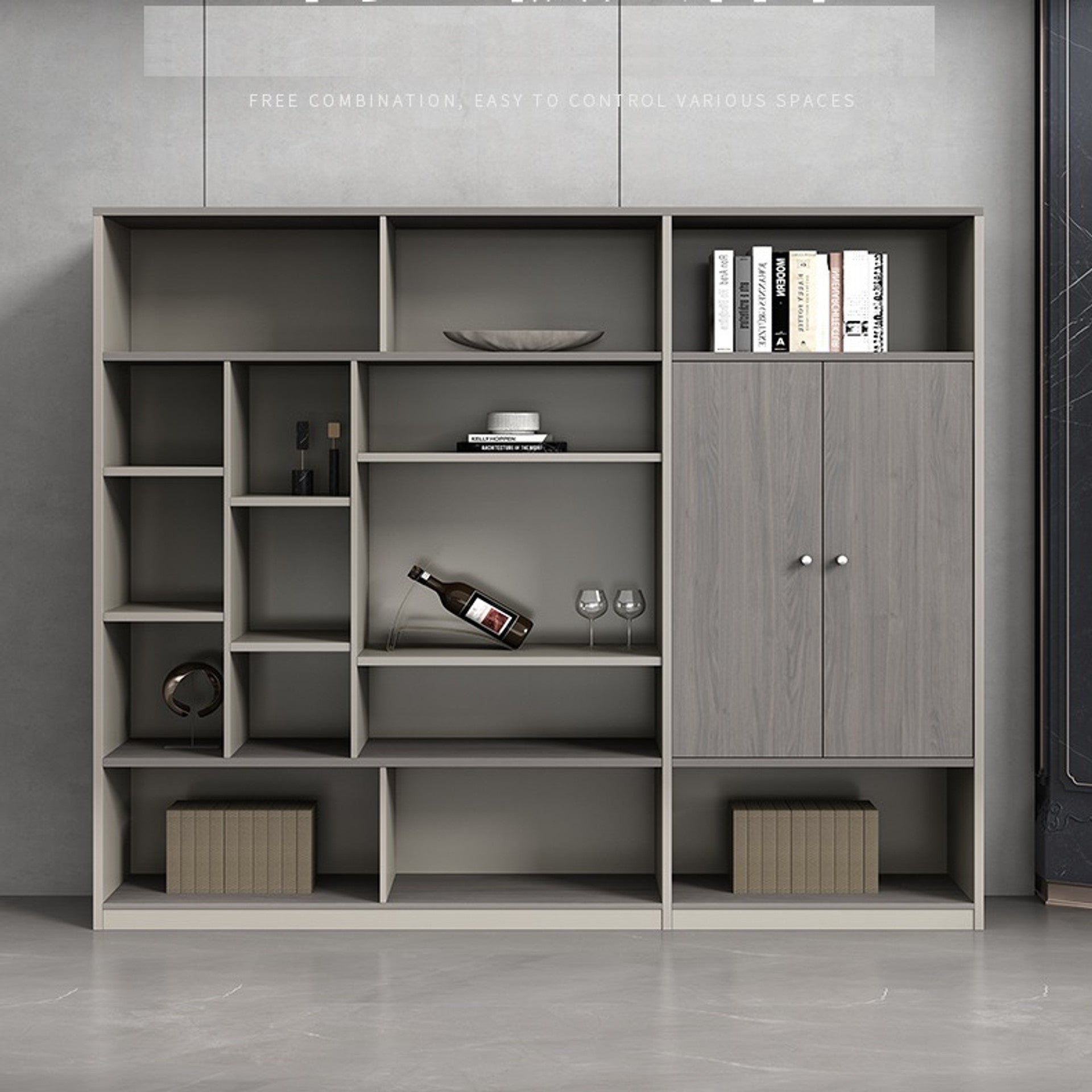 Modern Wooden Storage Cabinet with Open Shelves And Drawars with Premium Design