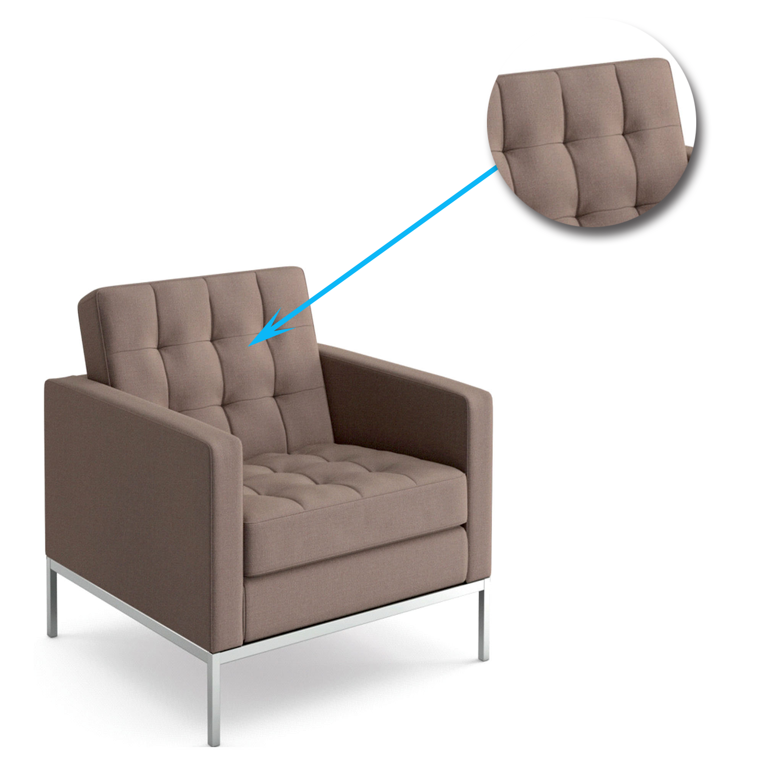 Metal Frame Legs Base Cushioned Fabric Sofa