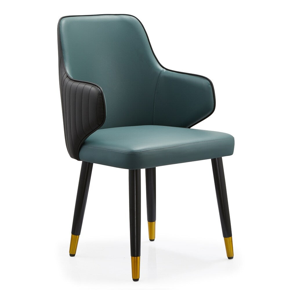 Modern Teal & Black Leatherette Dining Chair - Ergonomic Comfort for Home, Kitchen & Restaurant Furniture