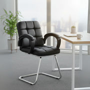 Contemporary Leatherette Visitor Chair – Cushioned Comfort with Chrome Base