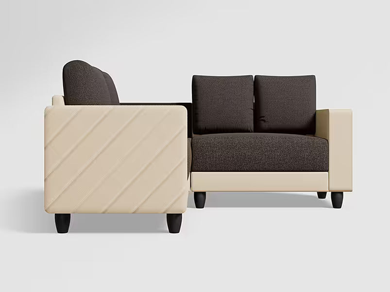 4 Seater L Shape Sectional Modular Sofa Modern Design and Leatherette and Synthetic fabric Durable &amp; Comfortable Padded Perfect for living Room -Cream