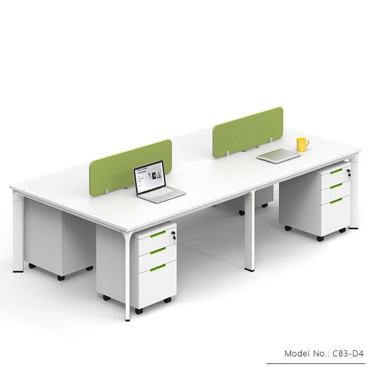 Modern 4-Person Office Workstation Desk with Durable Metal Frame | Contemporary Office Furniture