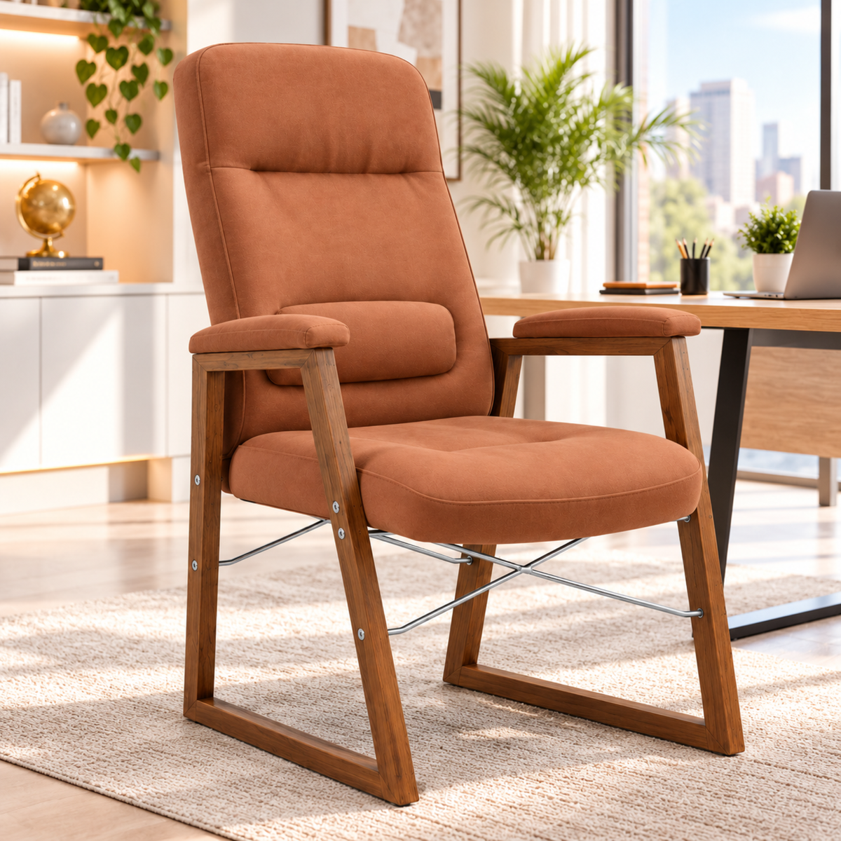 Director Chair for Office Modern and Premium Design with Leatherette Upholstery and Soft Armrest