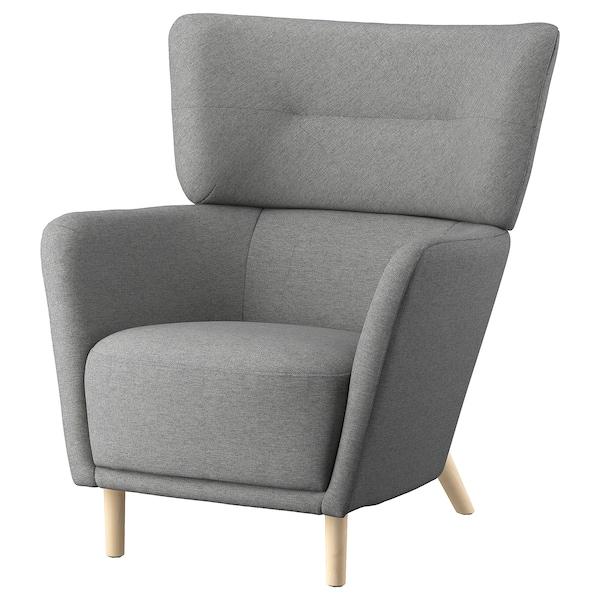 Lounge Chair For Living Room ,Comfortable Seating Luxury Arm Chair, Upholstery Polyester and Teak Wood Legs With wooden Polish -Grey