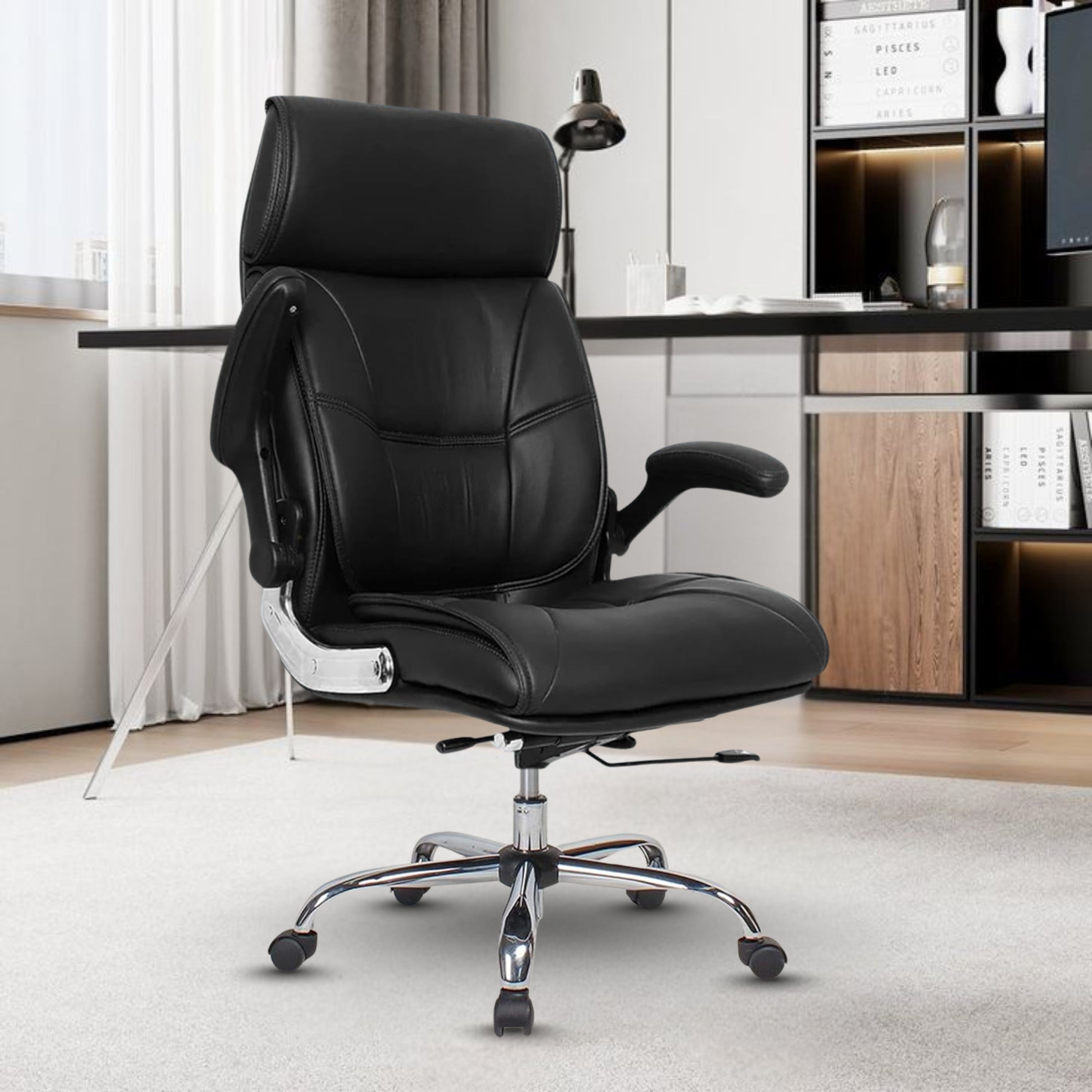 High Back Director Office Chair Ergonomic Leatherette Executive Chair with Adjustable Armrests, Comfortable Revolving Desk Chair for Office