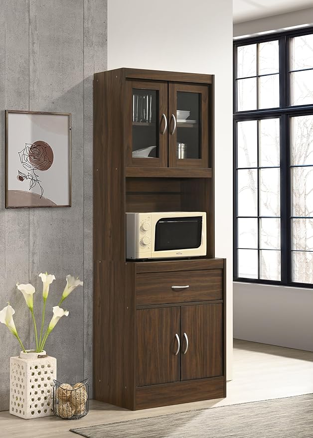 Modern Wooden Kitchen Storage Cabinet with Modern Wooden Storage and Shelves, Soft-Close Doors.