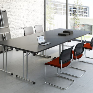 Meeting Table for Office Furniture Made in Particle Board/ MDF/Plywood with Metal Legs and Versatile Folding Conference Table